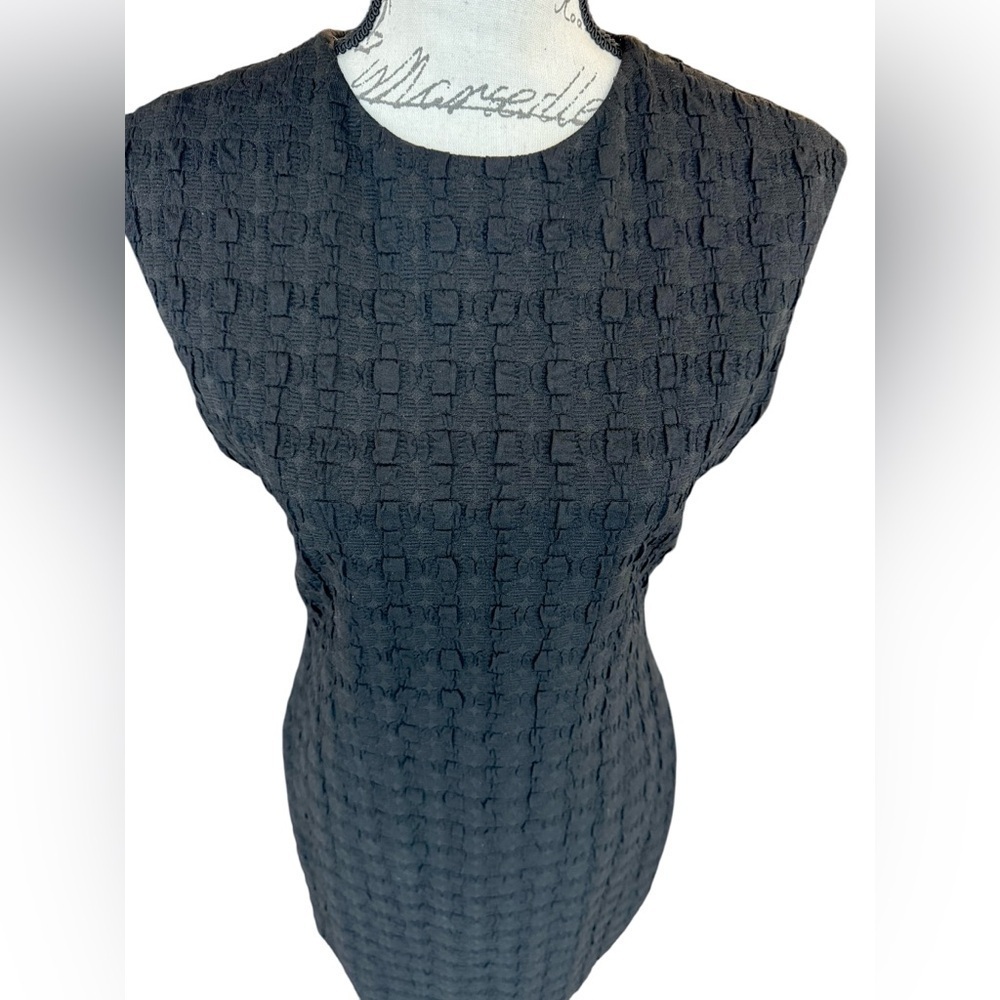 Theory Cap Sleeve Shift Dress Checkered Textured Women’s Size 6 - Picture 4 of 11